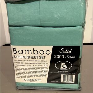 Bamboo 6 Piece Sheet Set in Light Teal
